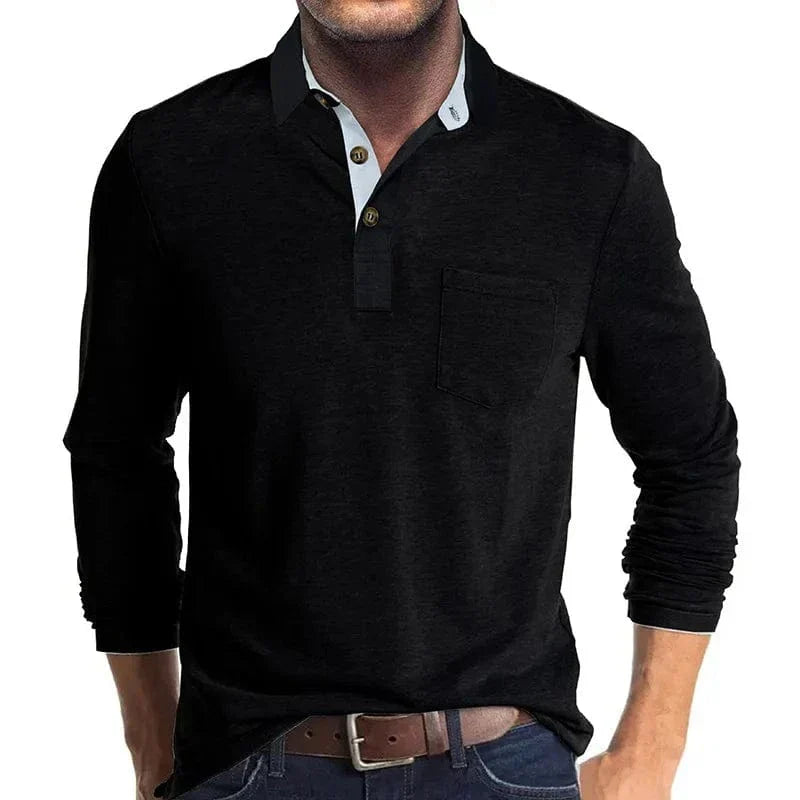 Men's Casual Knit-blend Polo Shirt | Chest Pocket & Buttons