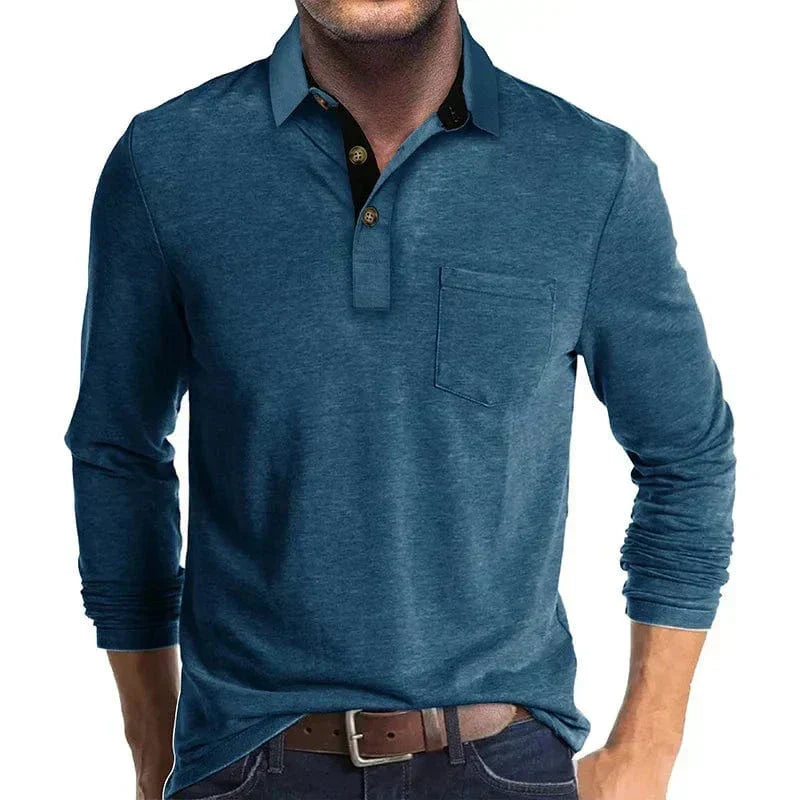 Men's Casual Knit-blend Polo Shirt | Chest Pocket & Buttons
