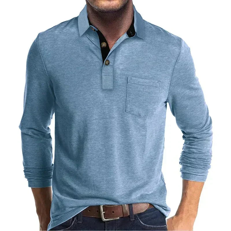 Men's Casual Knit-blend Polo Shirt | Chest Pocket & Buttons