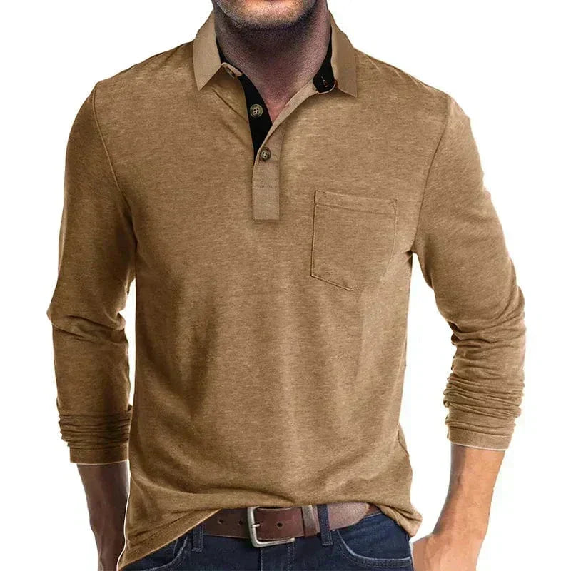 Men's Casual Knit-blend Polo Shirt | Chest Pocket & Buttons