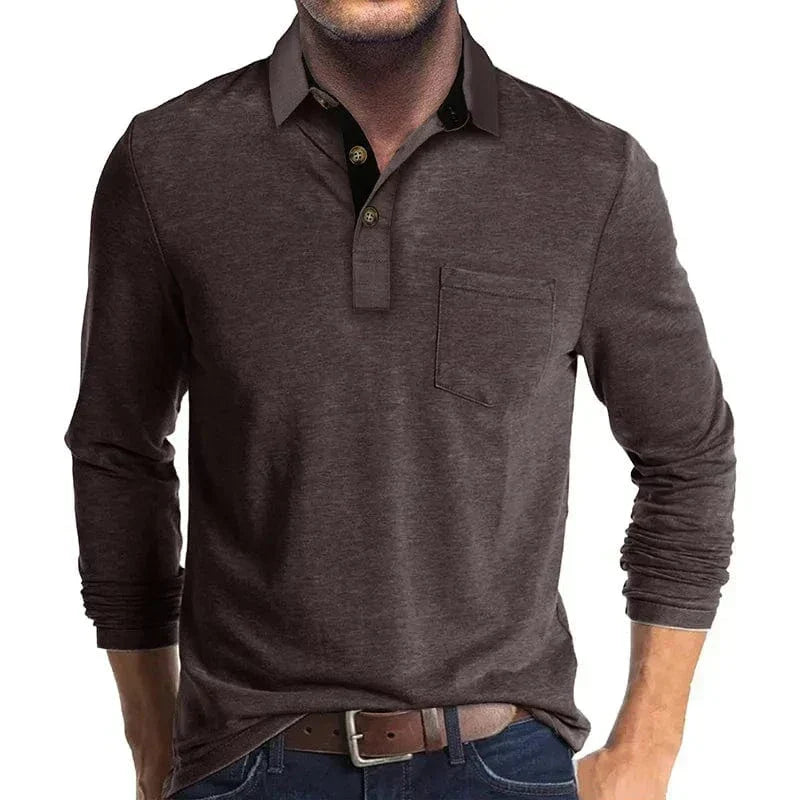 Men's Casual Knit-blend Polo Shirt | Chest Pocket & Buttons