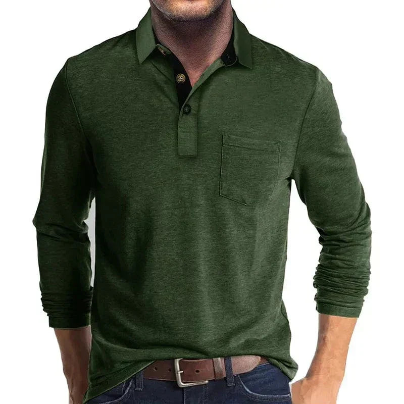 Men's Casual Knit-blend Polo Shirt | Chest Pocket & Buttons