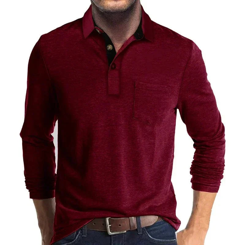 Men's Casual Knit-blend Polo Shirt | Chest Pocket & Buttons
