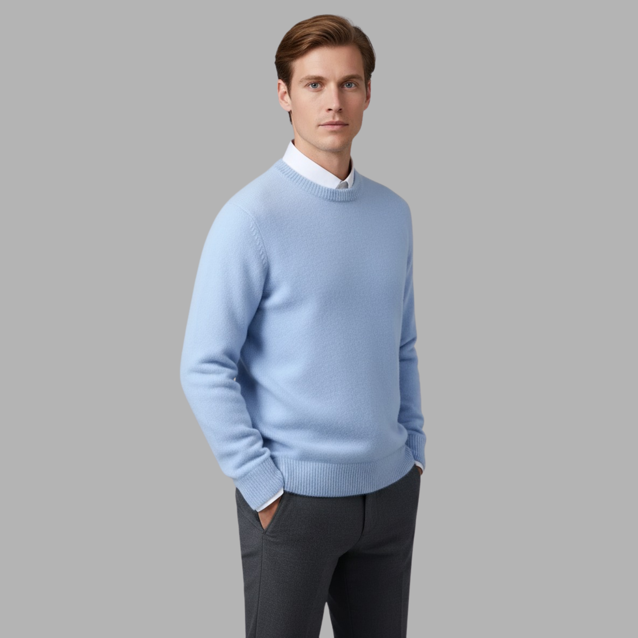 Men's Casual Knit Sweater | Crew Neckline & Rib Trim