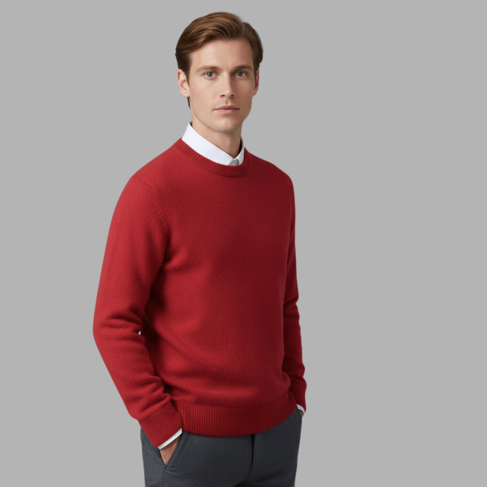 Men's Casual Knit Sweater | Crew Neckline & Rib Trim