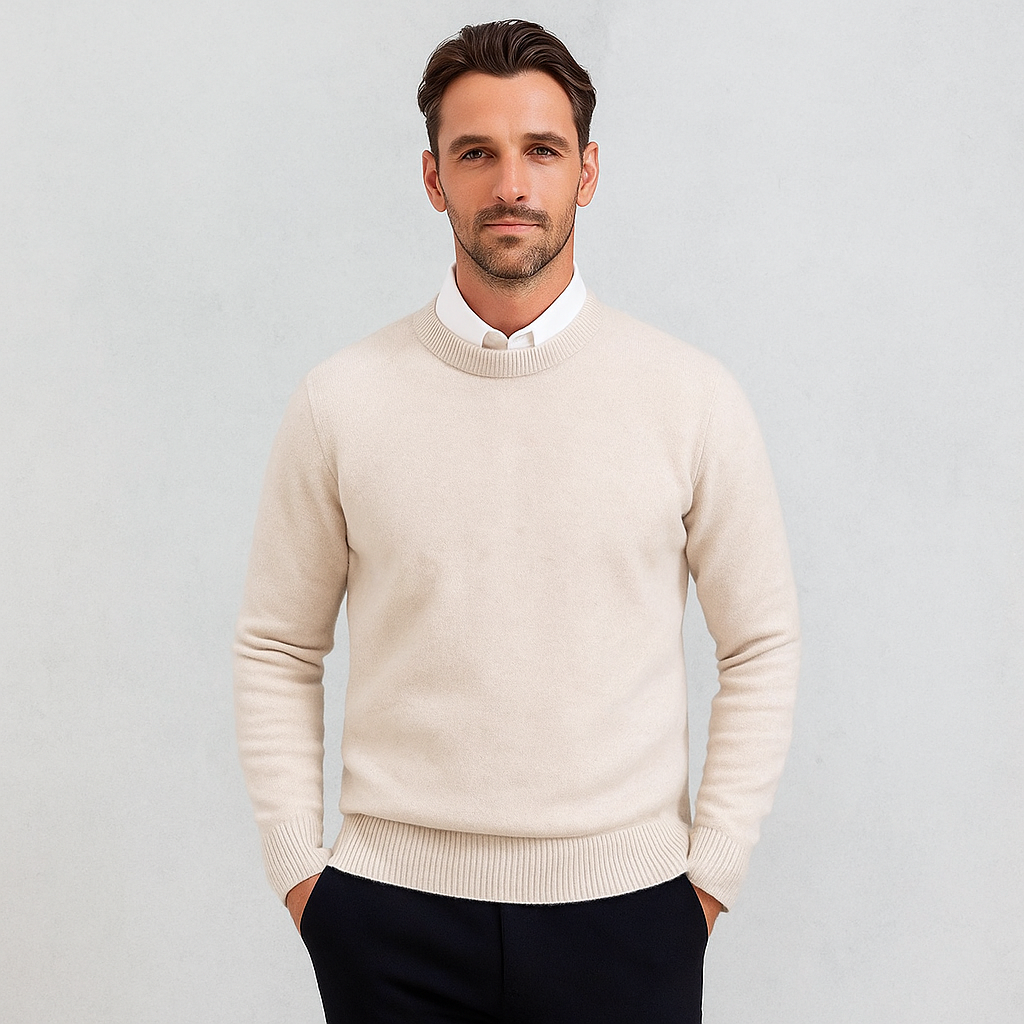 Men's Casual Knit Sweater | Crew Neckline & Rib Trim