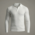 Men's Casual Knit Shirt | Open Collar & Ribbed Bands
