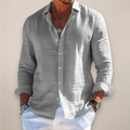 Men's Casual Linen-Blend Shirt | Button Front & Point Collar