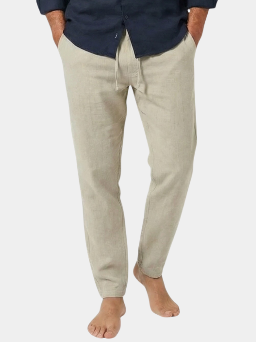 Men's Casual Linen Pants | Drawstring Waist & Tapered Legs