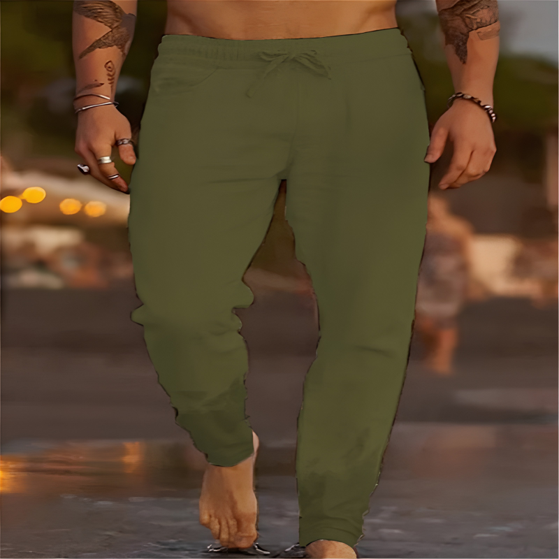 Men's Casual Linen Pants | Drawstring Waist & Tapered Legs