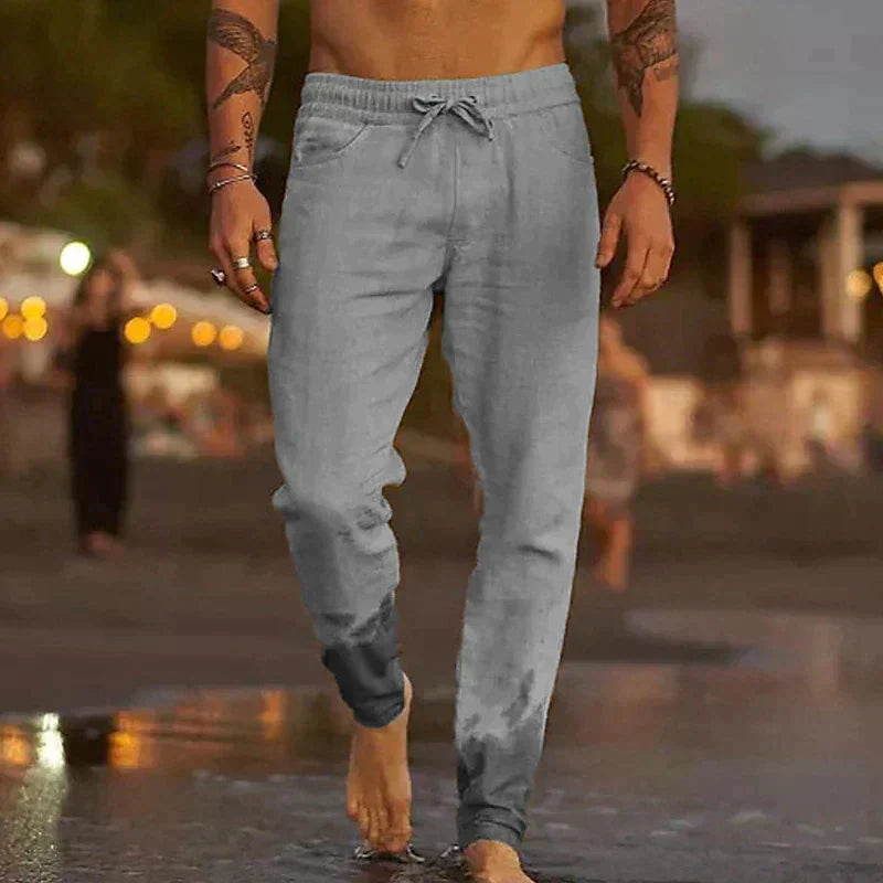 Men's Casual Linen Pants | Drawstring Waist & Tapered Legs