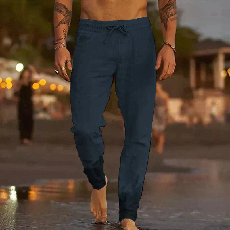 Men's Casual Linen Pants | Drawstring Waist & Tapered Legs