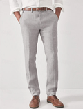 Men's Casual Linen Pants | Flat Front & Belt Loops