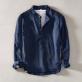 Men's Casual Linen Shirt | Band Collar & Four-Button Placket