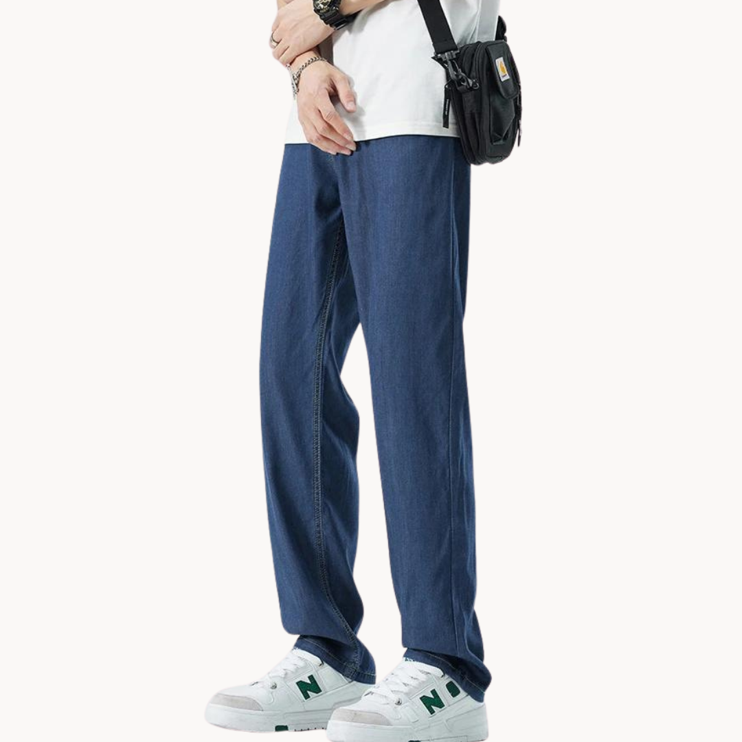 Men's Casual Lyocell Blend Pants | Straight Legs & 5 Pockets
