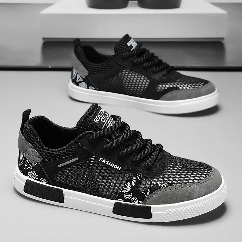 Men's Casual Mesh Sneakers | Lace-Up Closure & Vulcanized Sole