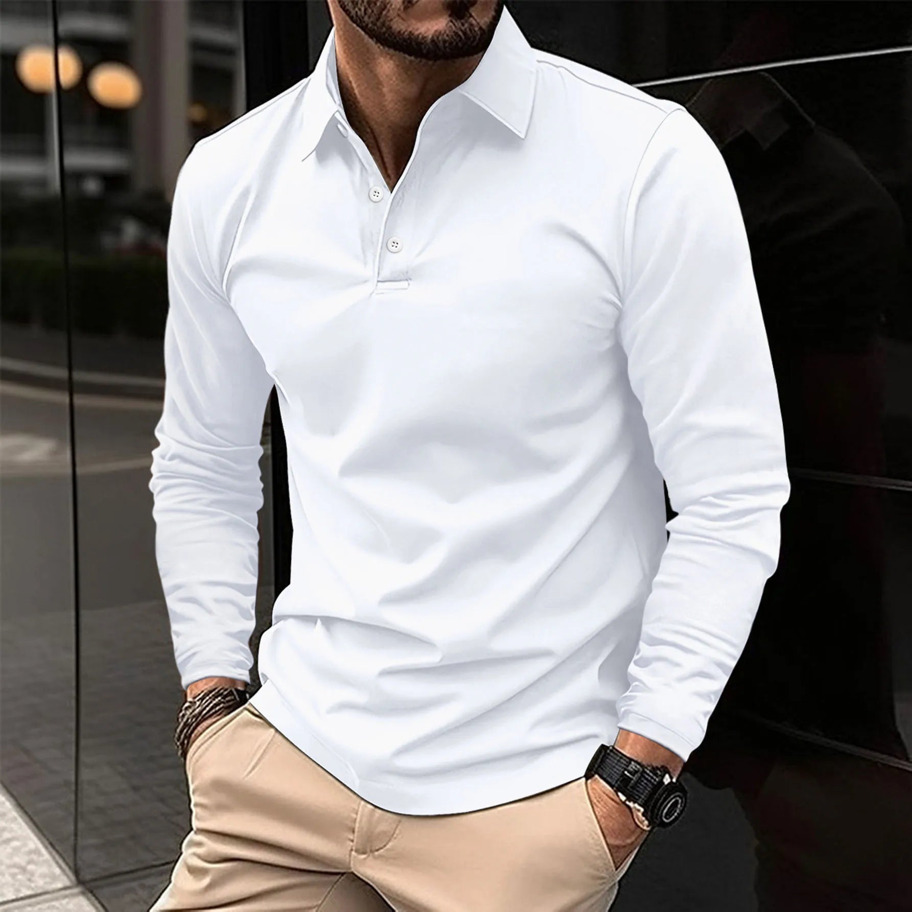 Men's Casual Blend Polo Shirt | Pointed Collar & Button Placket