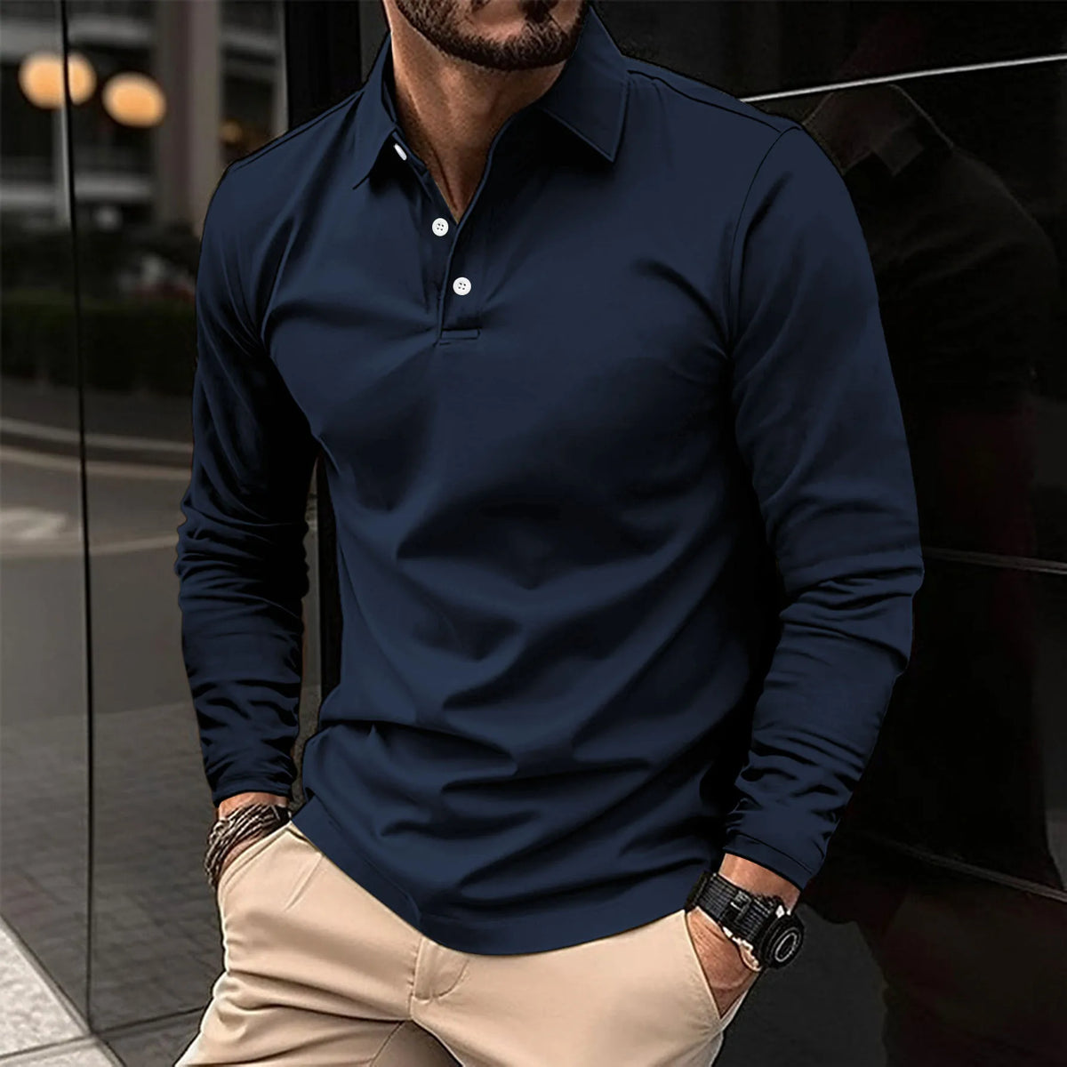 Men's Casual Blend Polo Shirt | Pointed Collar & Button Placket