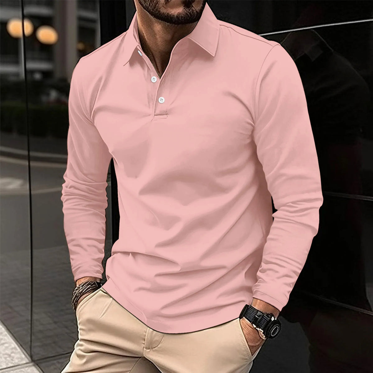 Men's Casual Blend Polo Shirt | Pointed Collar & Button Placket