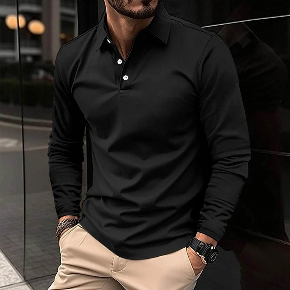 Men's Casual Blend Polo Shirt | Pointed Collar & Button Placket