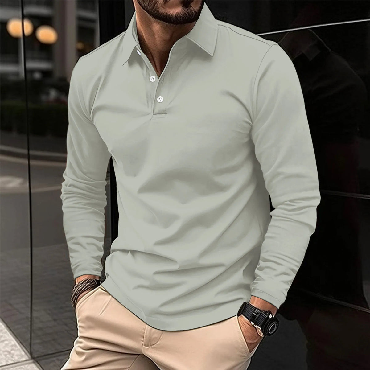 Men's Casual Blend Polo Shirt | Pointed Collar & Button Placket
