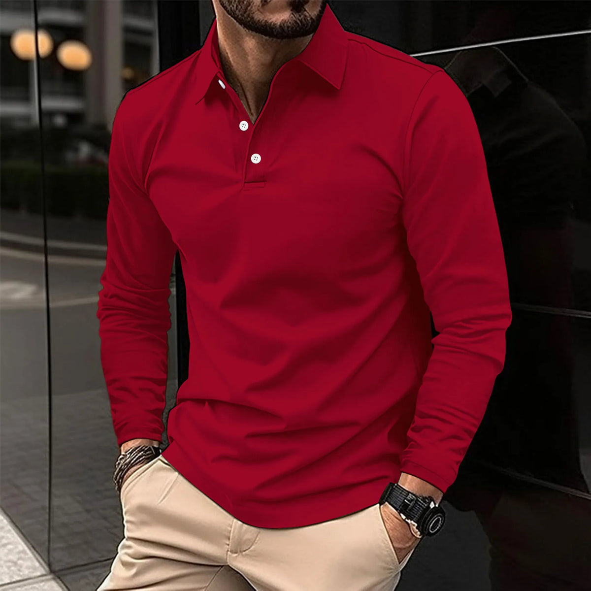 Men's Casual Blend Polo Shirt | Pointed Collar & Button Placket