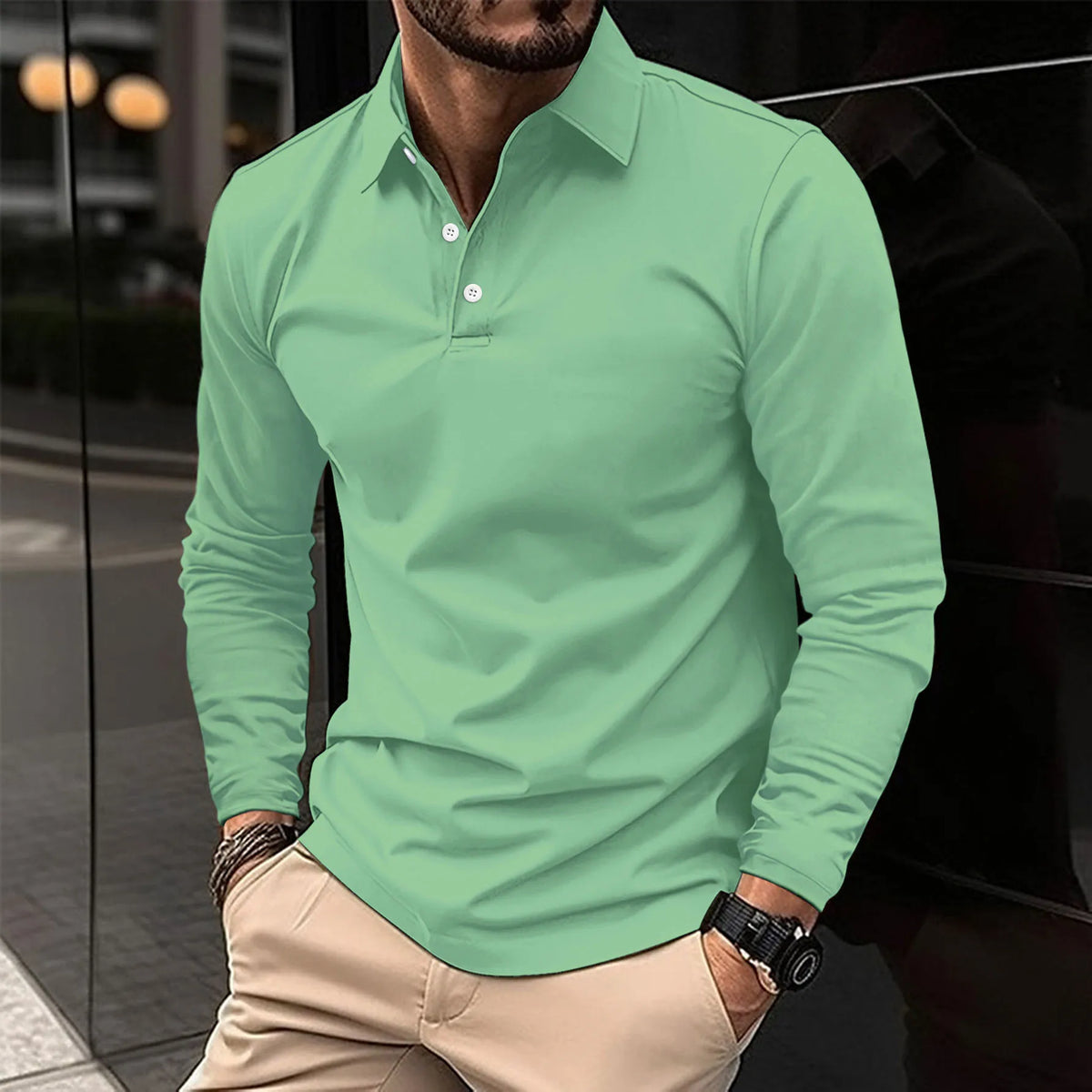 Men's Casual Blend Polo Shirt | Pointed Collar & Button Placket