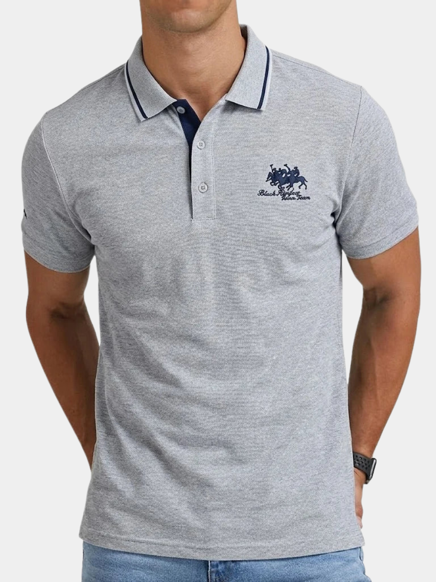 Men's Casual Blend Polo Shirt | Ribbed Collar & Chest Embroidery
