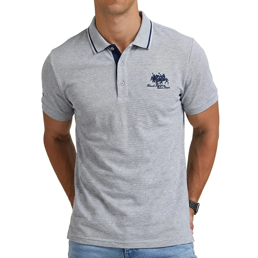 Men's Casual Blend Polo Shirt | Ribbed Collar & Chest Embroidery
