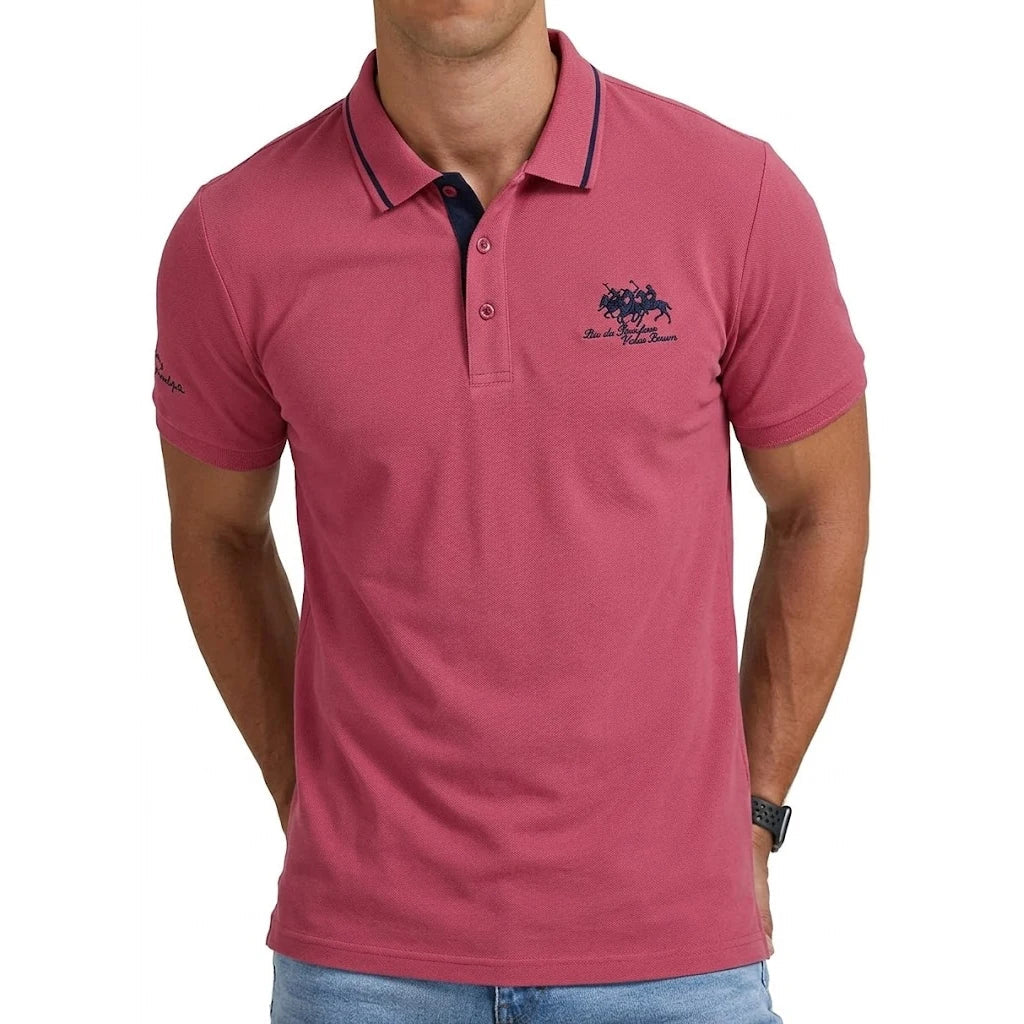 Men's Casual Blend Polo Shirt | Ribbed Collar & Chest Embroidery
