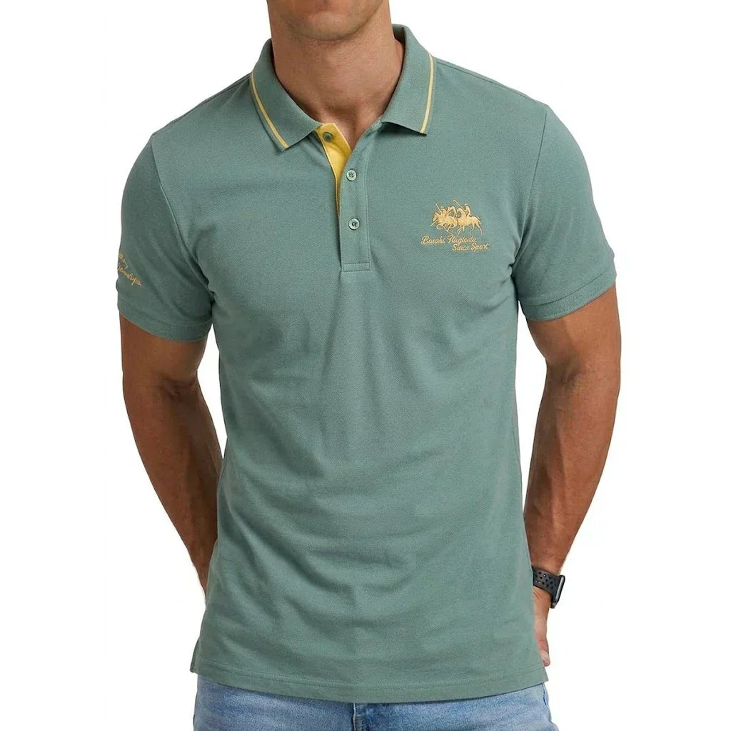 Men's Casual Blend Polo Shirt | Ribbed Collar & Chest Embroidery