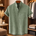 Men's Casual Blend Shirt | Band Collar & Chest Pocket