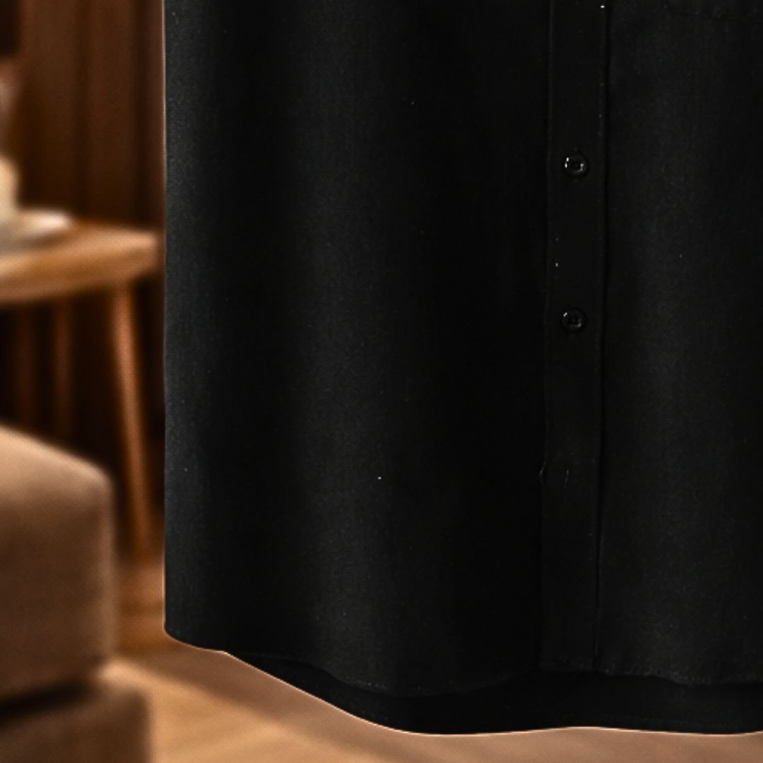 Men's Casual Blend Shirt | Band Collar & Chest Pocket