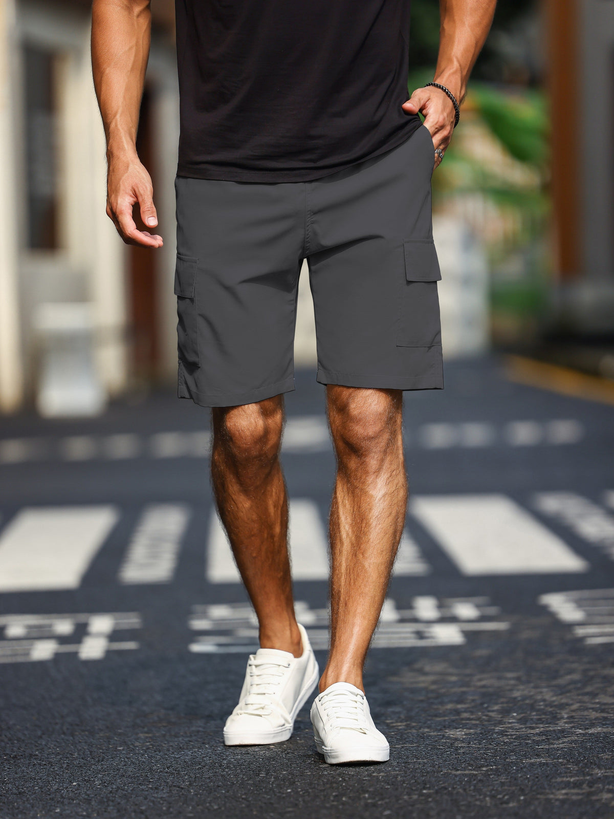 Men's Casual Polyester Cargo Shorts | Flap Pockets & Zip Fly