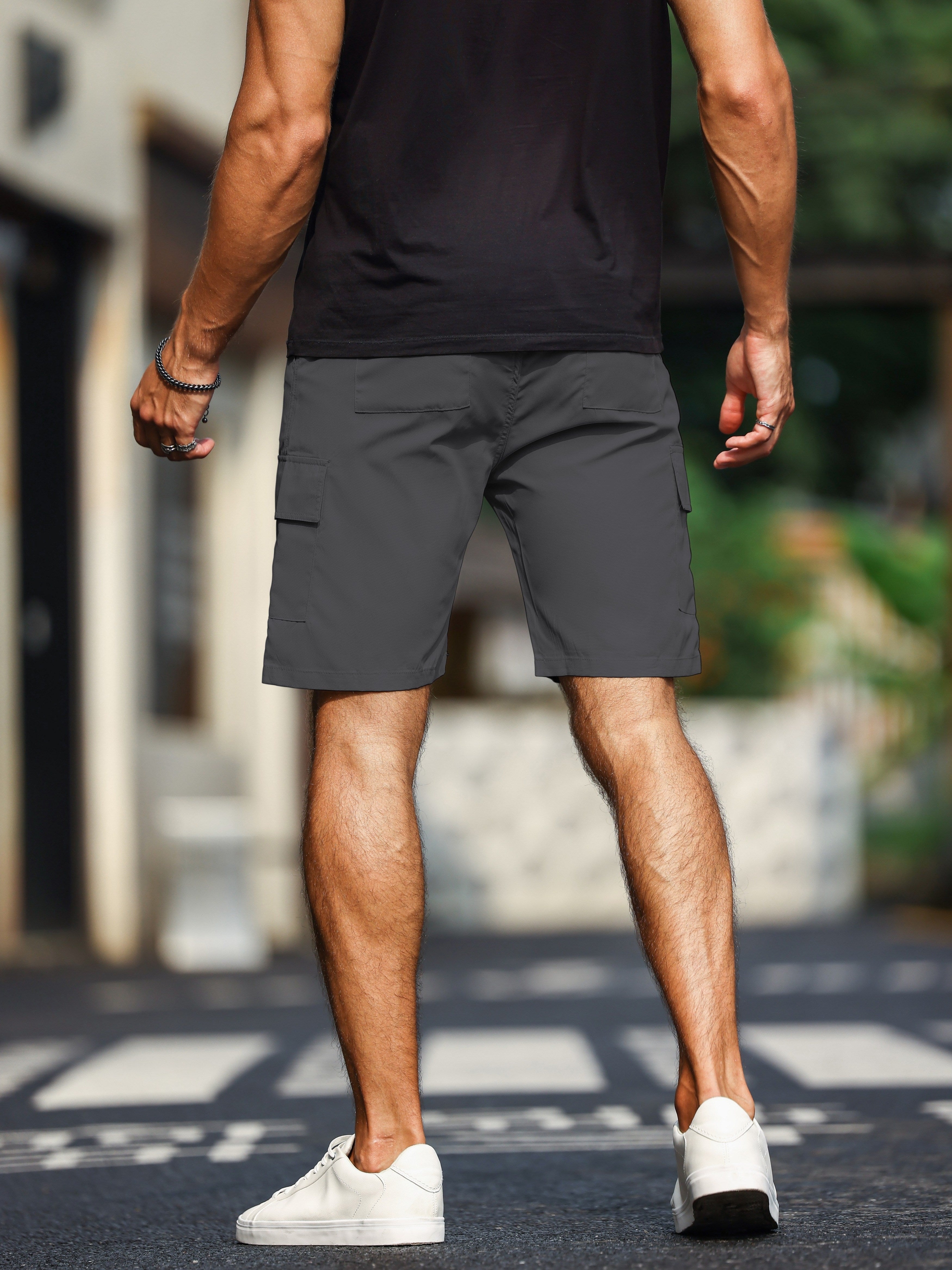 Men's Casual Polyester Cargo Shorts | Flap Pockets & Zip Fly