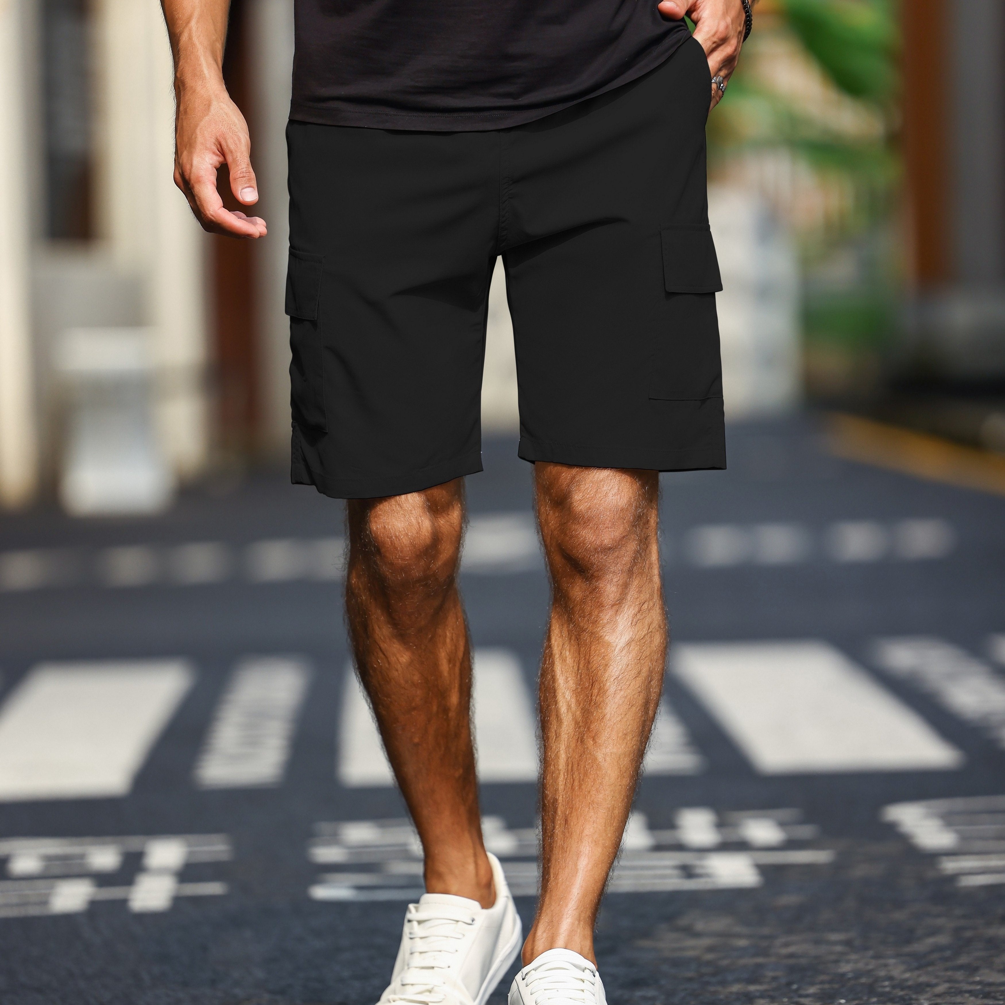 Men's Casual Polyester Cargo Shorts | Flap Pockets & Zip Fly