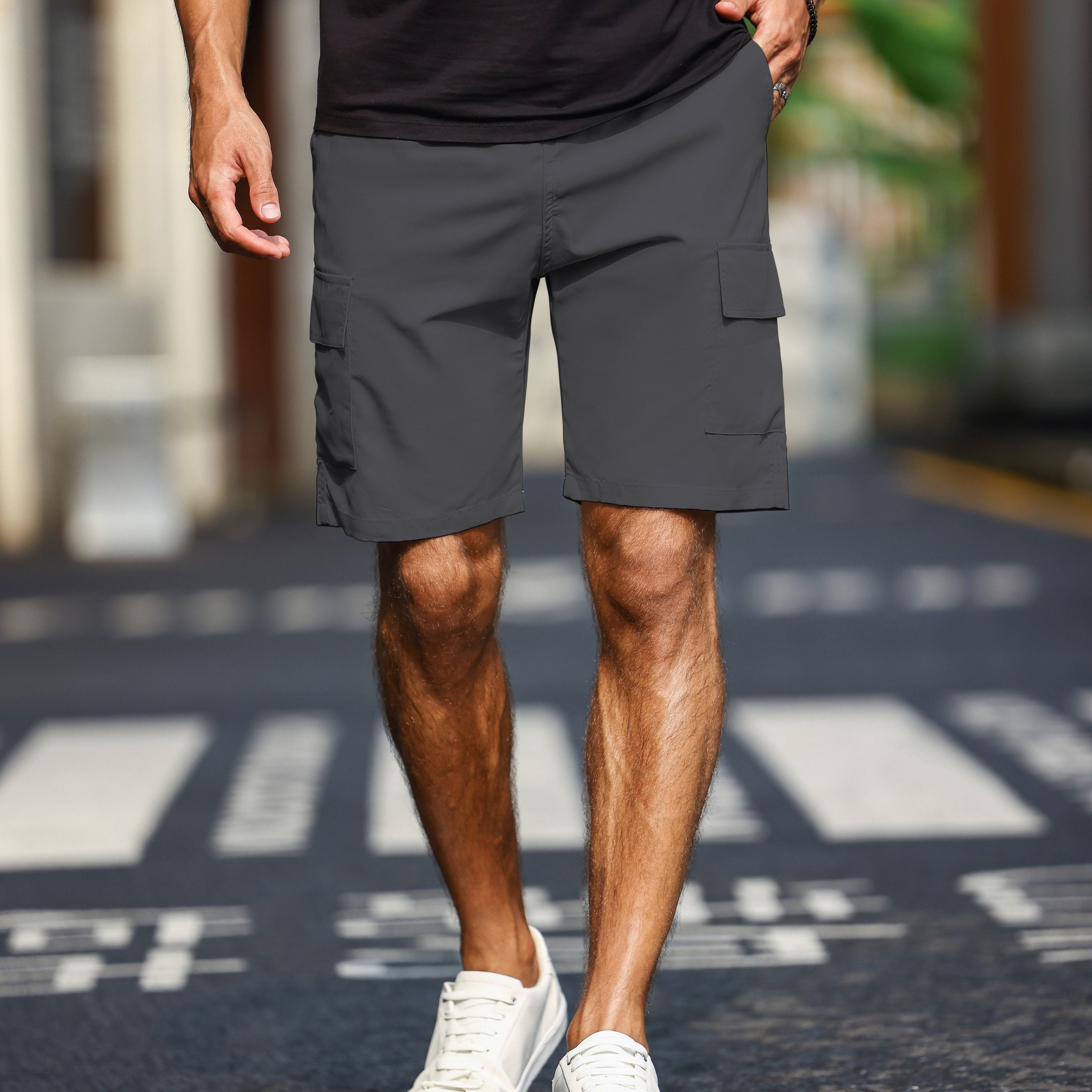 Men's Casual Polyester Cargo Shorts | Flap Pockets & Zip Fly