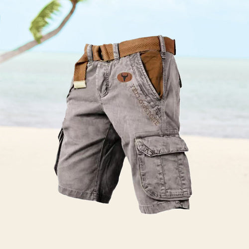 Men's Casual Polyester Cargo Shorts | Web Belt & Flap Pockets