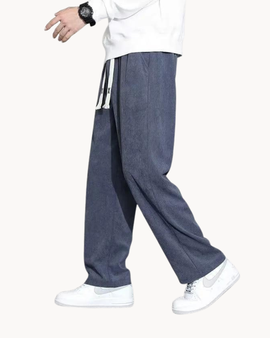 Men's Casual Polyester Corduroy Pants | Drawstring Waist