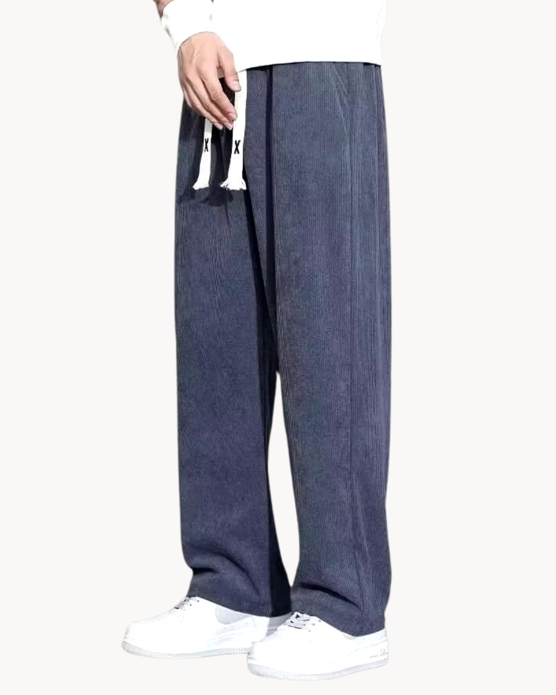 Men's Casual Polyester Corduroy Pants | Drawstring Waist