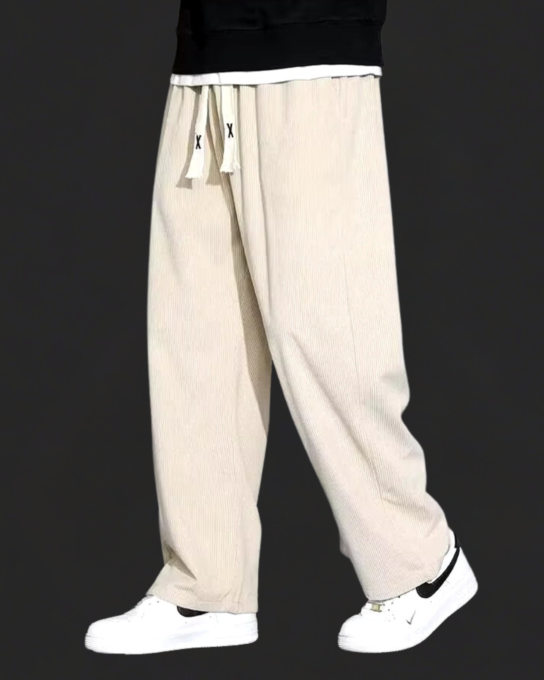 Men's Casual Polyester Corduroy Pants | Drawstring Waist