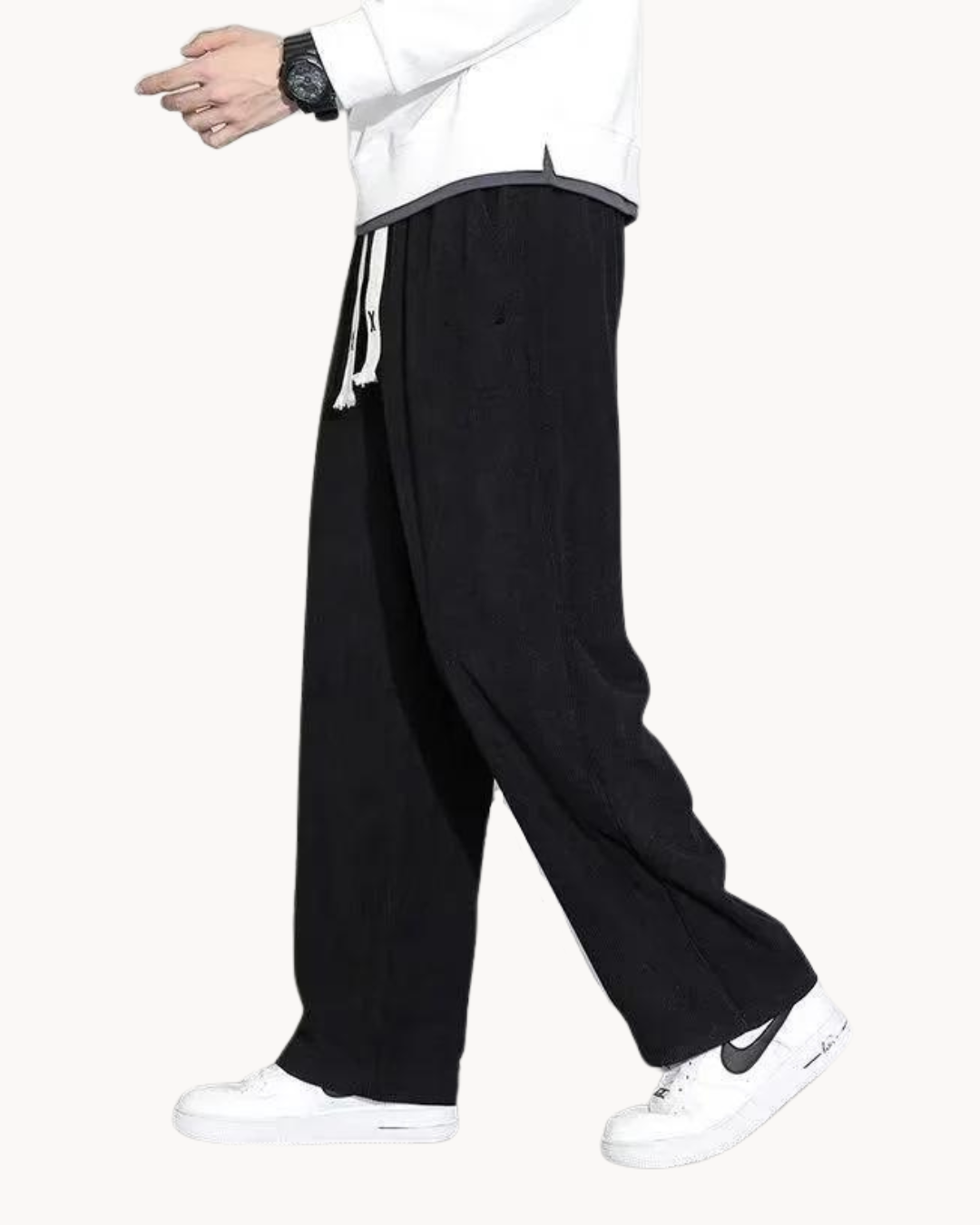 Men's Casual Polyester Corduroy Pants | Drawstring Waist