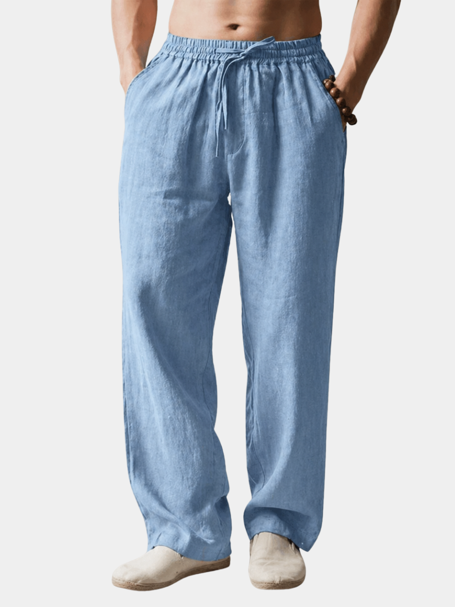 Men's Casual Polyester Pants | Drawstring Waist & Side Pockets