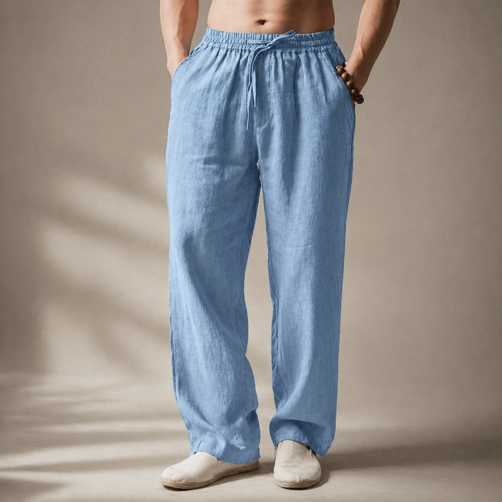 Men's Casual Polyester Pants | Drawstring Waist & Side Pockets