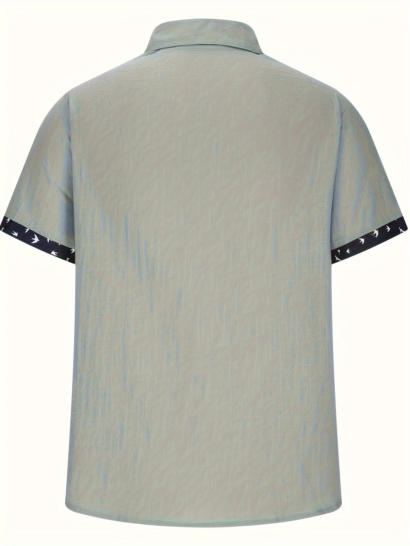 Men's Casual Polyester Shirt | Lapel Collar & Trim Cuffs