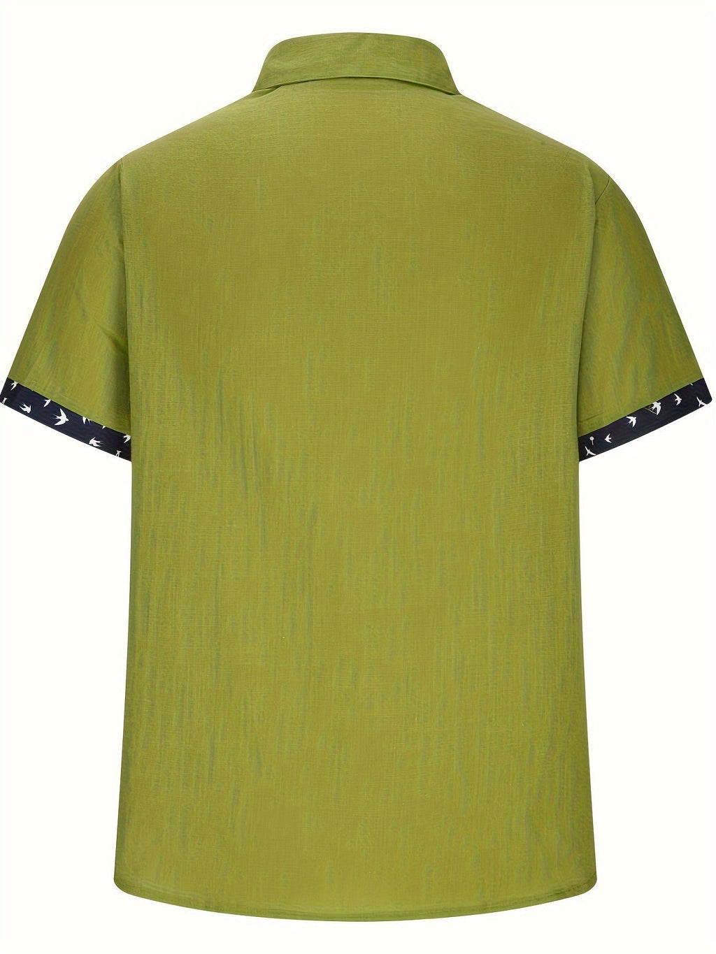 Men's Casual Polyester Shirt | Lapel Collar & Trim Cuffs