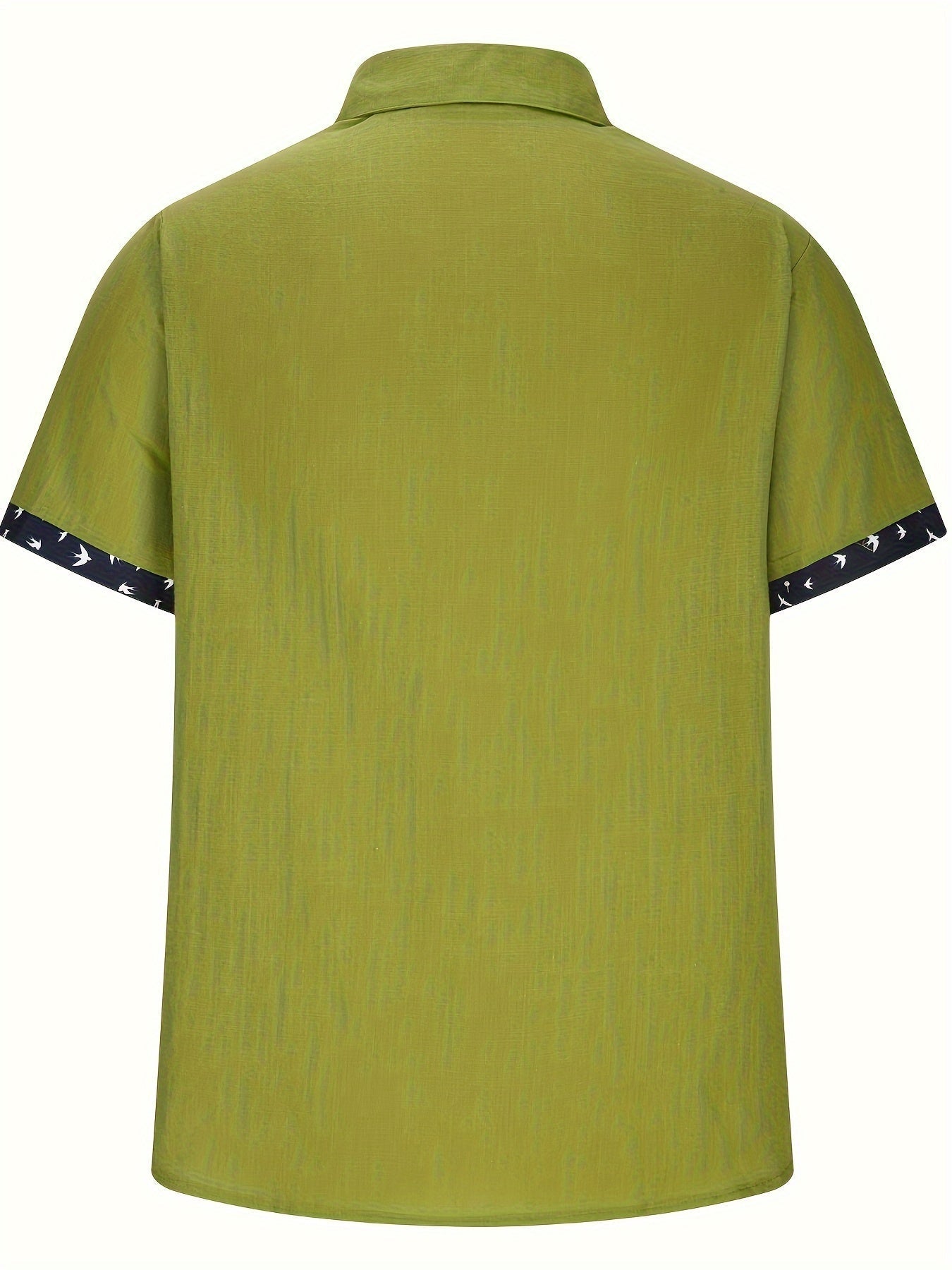 Men's Casual Polyester Shirt | Lapel Collar & Trim Cuffs