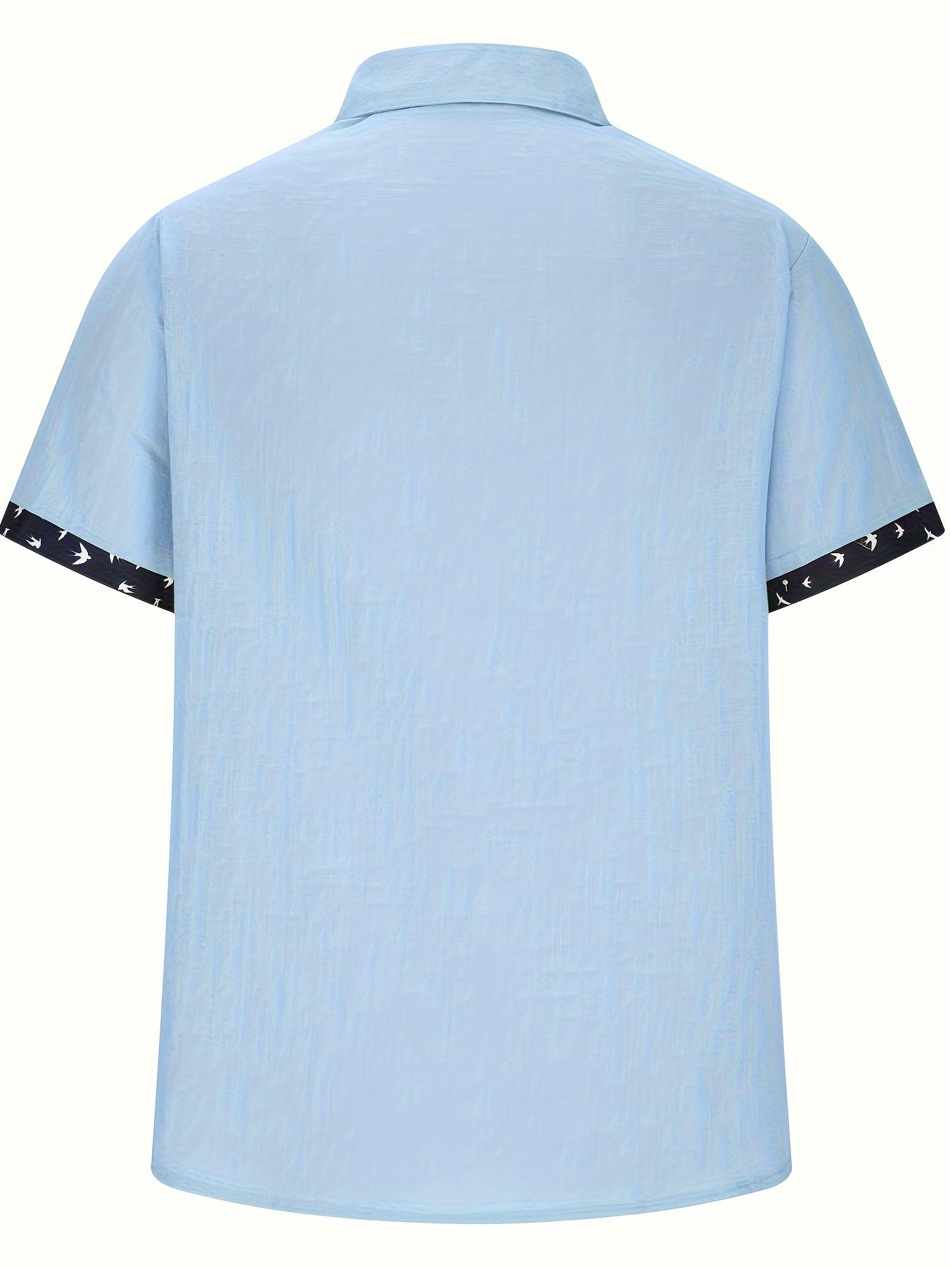 Men's Casual Polyester Shirt | Lapel Collar & Trim Cuffs