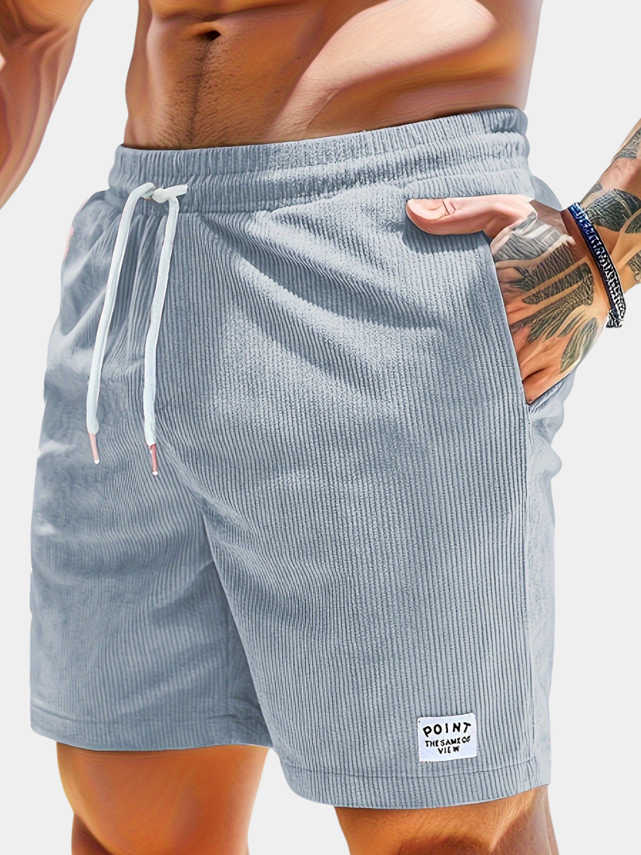 Men's Casual Polyester Shorts | Drawstring Waist & Ribbed Pattern