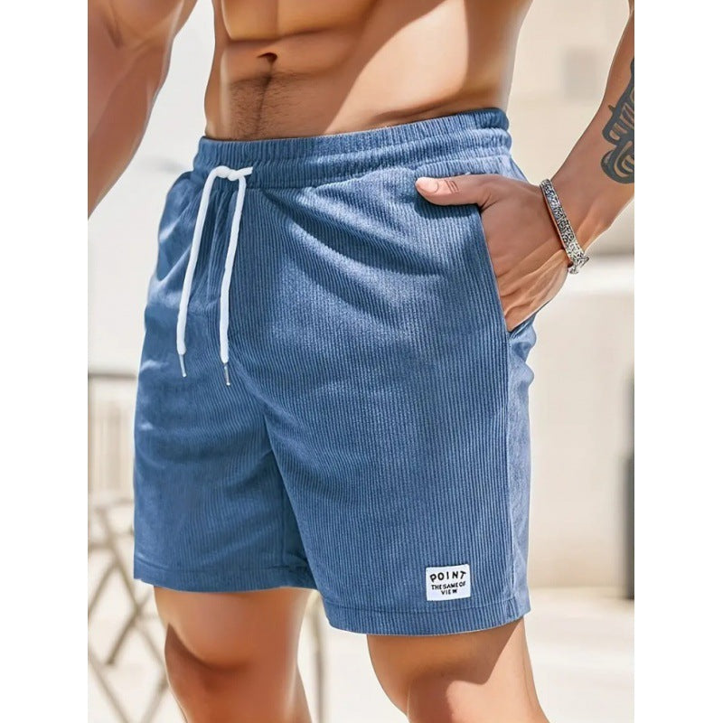 Men's Casual Polyester Shorts | Drawstring Waist & Ribbed Pattern